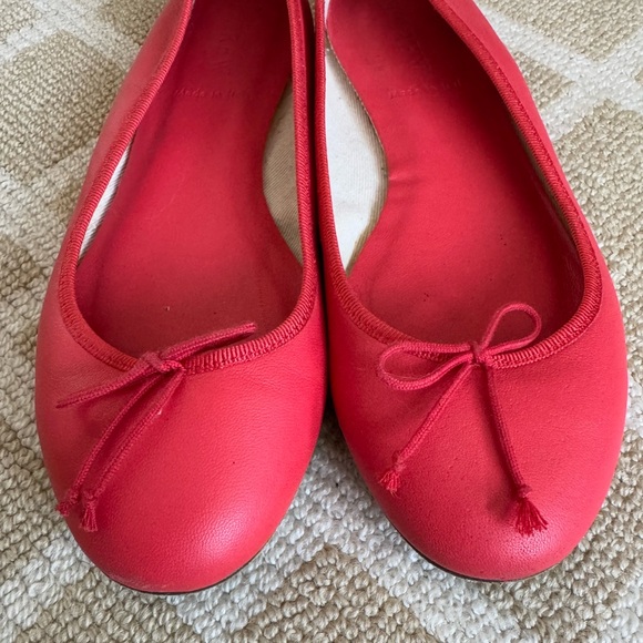 J. Crew Italian Leather Classic Ballet Flats Bow Detail Christmas Preppy Red 6 - Picture 4 of 9